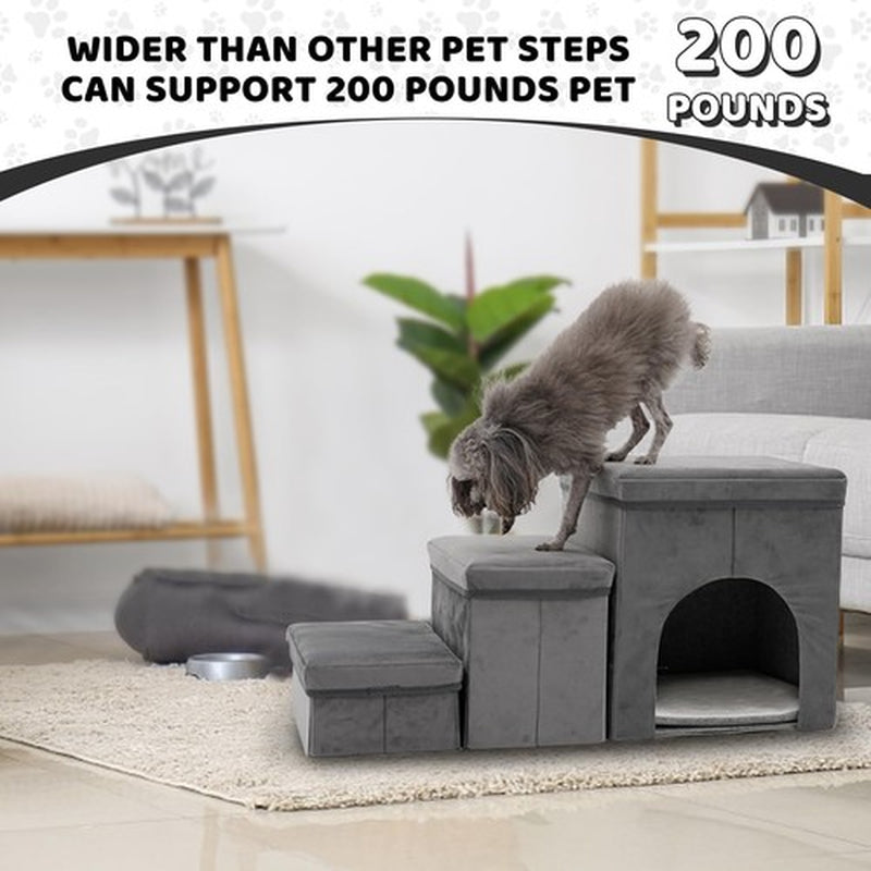Dog Stairs for Small Dogs and Cats Foldable Pet Steps for High Bed and Couch