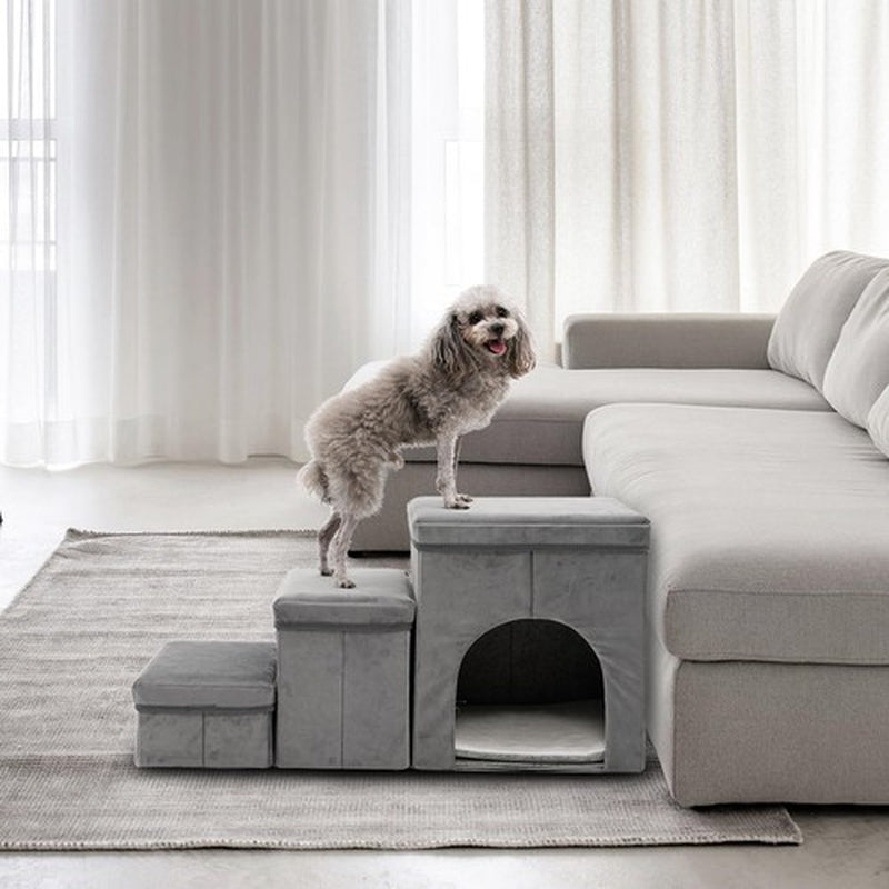 Dog Stairs for Small Dogs and Cats Foldable Pet Steps for High Bed and Couch