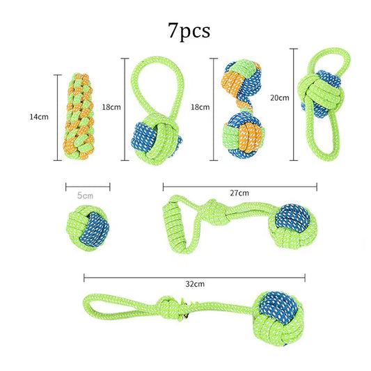 4Pcs/7Pcs Dog Chew Toy Bite Resistant Rope Knot Cats Dogs to Relieve Boredom Teeth Grinding and Cleaning Pet Training Supplies