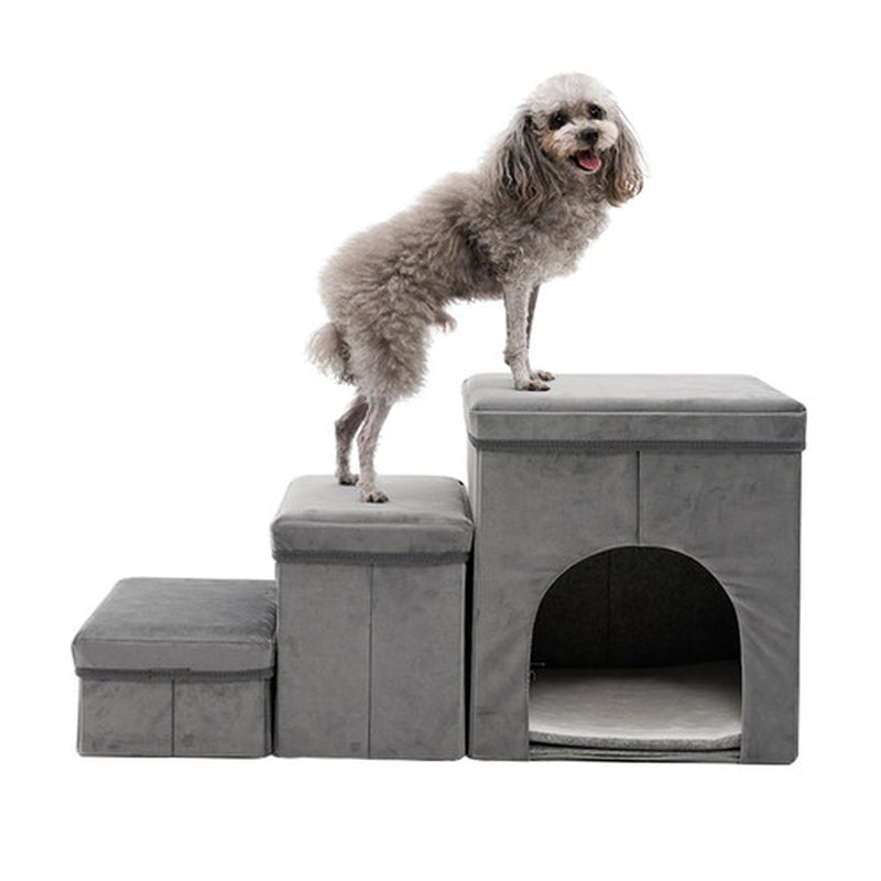 Dog Stairs for Small Dogs and Cats Foldable Pet Steps for High Bed and Couch